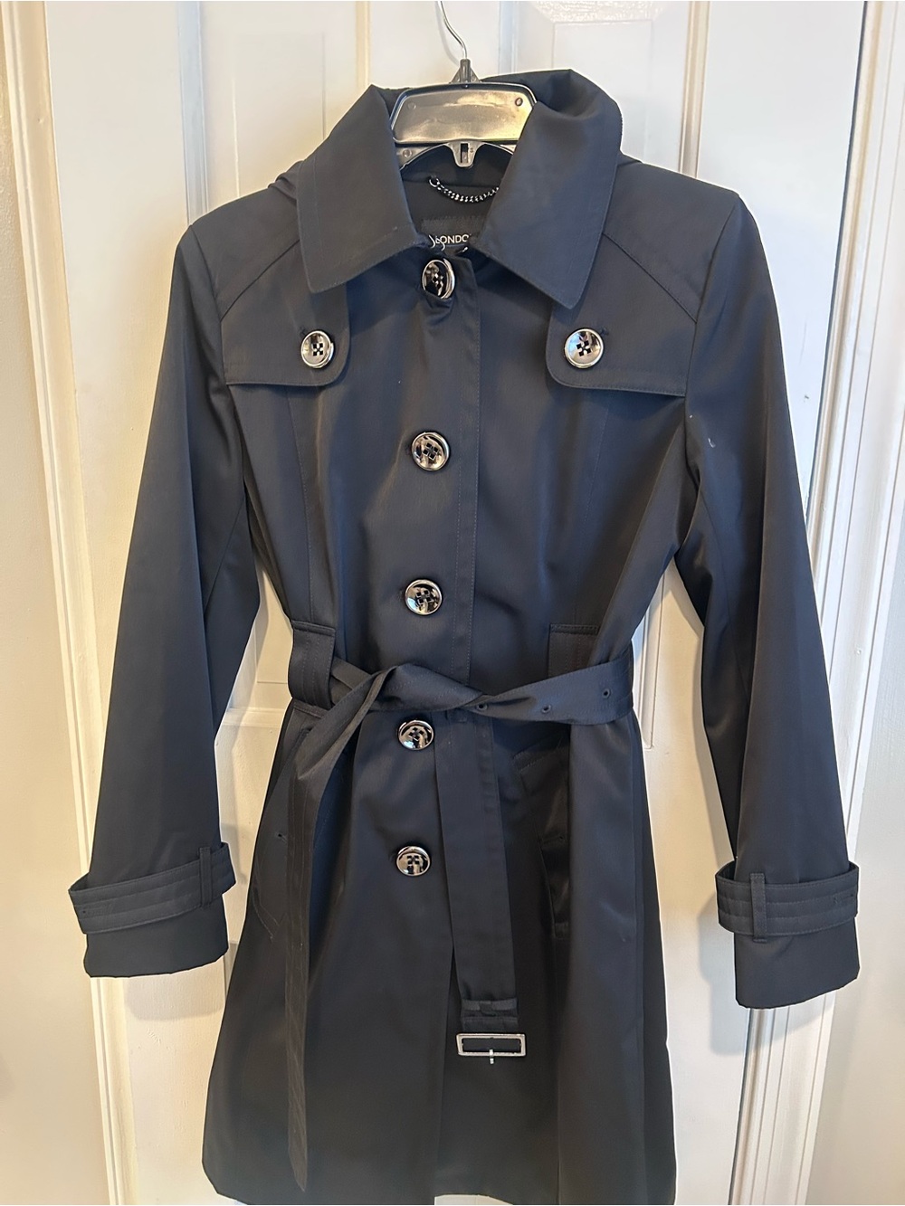 London Fog Women's Black Trench Coat with Belt